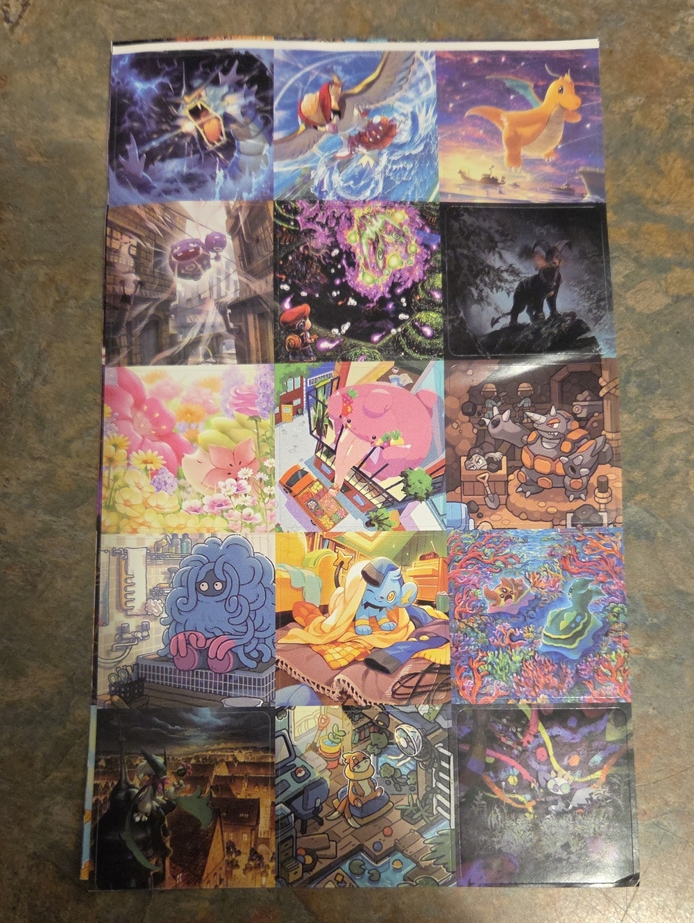 Pokemon Collage Art Print Stickers- Purple, Pink, Blue, Yellow